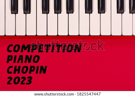 Piano keyboard isolated on colorful background with space for writing. Competition concept