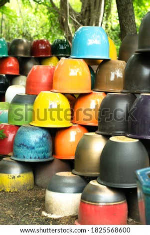 Colorful ceramic pots for the selling.