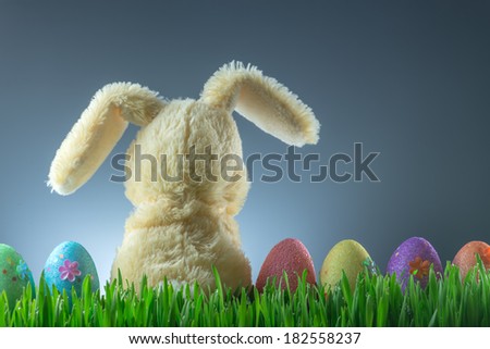 easter background with bunny and eggs