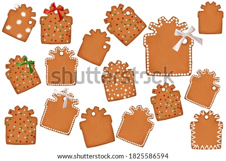 Christmas gift box cookies. Clip art set on white background
