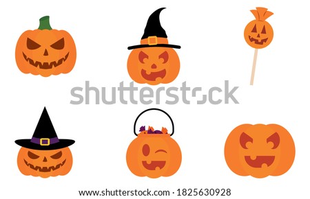Isolated set pumpkin halloween october scary icon- Vector
