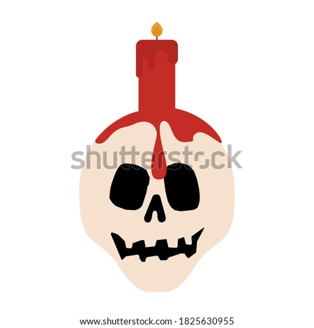 Isolated skull candle halloween october scary icon- Vector