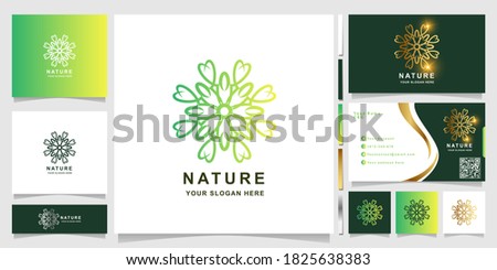 Nature, flower, boutique or ornament logo template with business card design. Can be used spa, salon, beauty or boutique logo design.