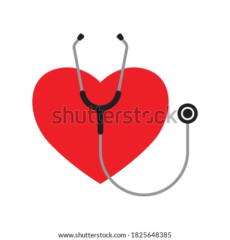 Stethoscope icon with heart shape. Health and medicine, vector illustration