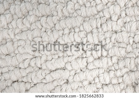 Close up of carpet texture. White carpet fibers in multi level loop pile style, known to be durable and used in heavy foot traffic areas.  Royalty-Free Stock Photo #1825662833