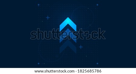 Light arrow up on grid dark background illustration copy space digital growth concept Royalty-Free Stock Photo #1825685786