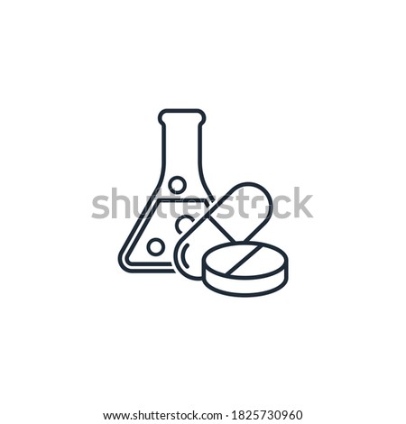Pharmacological research. Medical Engineering  . Vector linear icon isolated on white background. Royalty-Free Stock Photo #1825730960