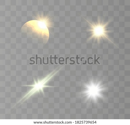 Set of bright beautiful stars on a transparent background vector illustration.	