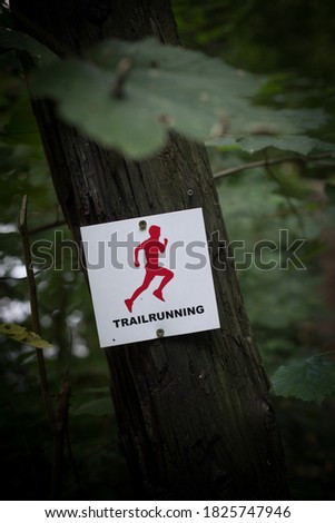 Image of a trail running track mark on a tree.
