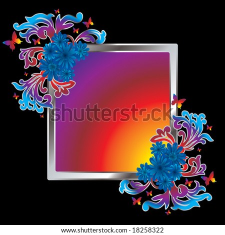 colourful picture frame with a floral theme and butterflys