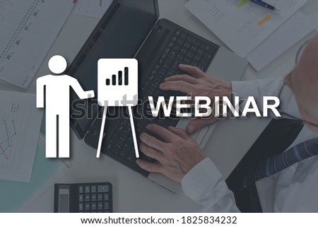 Webinar concept illustrated by a picture on background