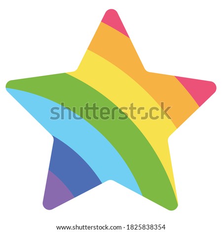 Print Hand-drawing silhouette background collection. Vector star with rainbow decoration. Element for design.