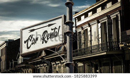 Street Sign the Direction Way to Car Rental