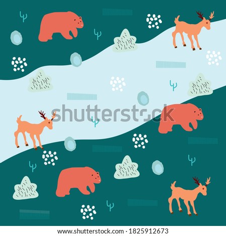 Animal and doodles shape Vector pattern illustration . printing for textiles ,scrap books ,wallpaper ,frames and gift covers .eps10.