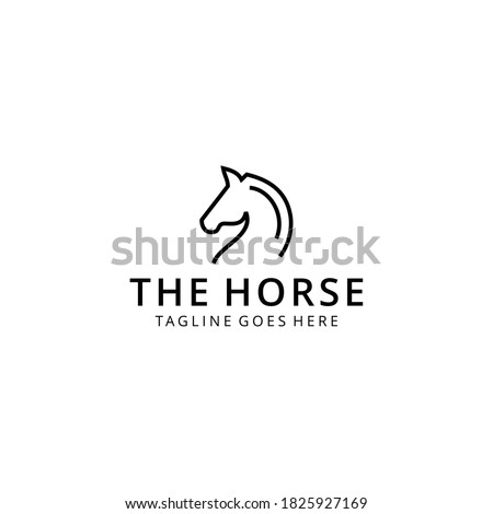 Illustration Simple Elegance head horse Vector linear icons mascot logo design 