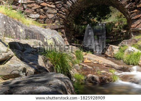 small waterfall in the typical village of drave, located in the arouca geopark, in Arouca, Portugal