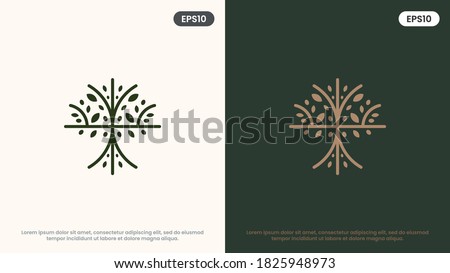 Olive Tree vector line icon. Nature trees vector illustration logo. Modern design. Royalty-Free Stock Photo #1825948973