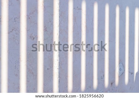 Vertical lines of sunny light on a pastel lavender wall.