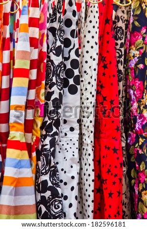 image of Colorful Textile Background,Pile of bright folded clothes