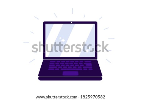 Cartoon vector illustration of laptop computer. Object on white.