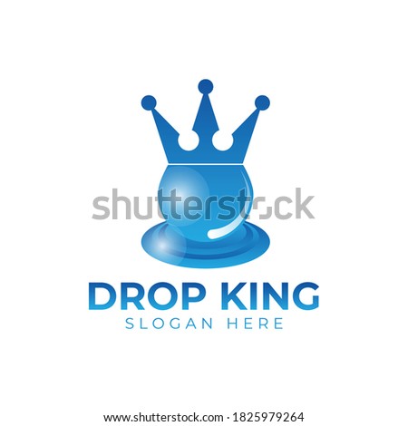 Drop king, crown water logo design template ,Vector illustration