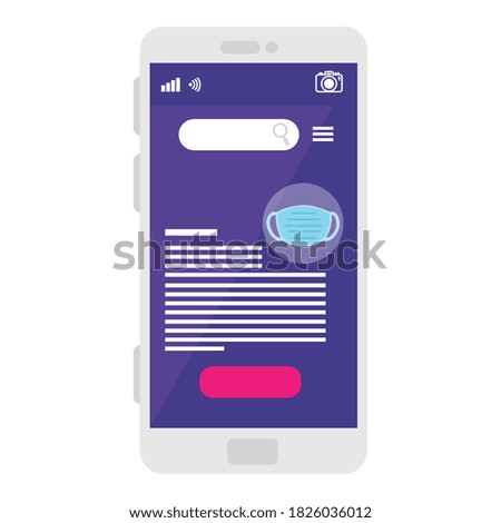 mask in smartphone design of Medical care health emergency aid exam clinic and patient theme Vector illustration