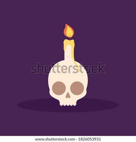 Scary skull icon with a candle. Halloween season icon - Vector