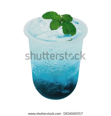 Blue Hawaii with ice isolated on white background