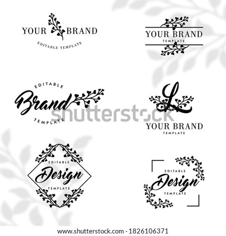simple floral nature botanical frame logo editable template set