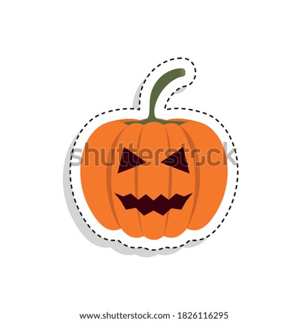 Sticker of a scary halloween pumpkin. Halloween icon - Vector illustration