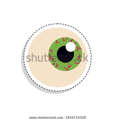 Sticker of a green zombie eye icon. Halloween season icon - Vector