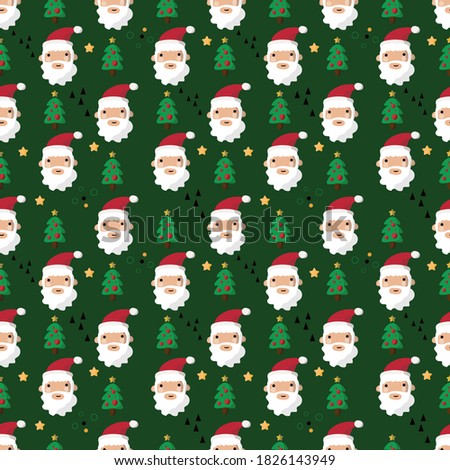Christmas pattern. Design of a small Christmas tree and Santa Claus. Nice repeated design. Editable vector.