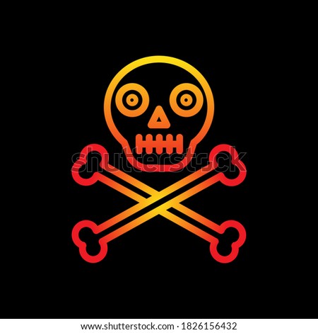 Skull with cross bones  gradient line icon. Vector illustration