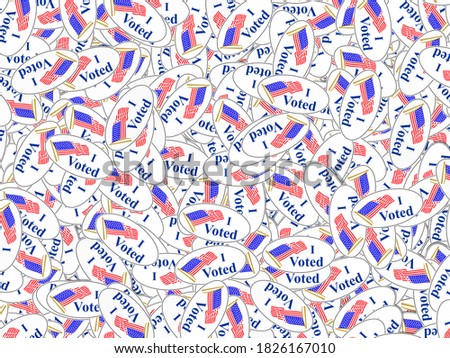 Background comprised of a pile US election "I Voted" stickers.