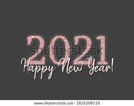 2021 Happy New Year vector banner. Confetti particles number lettering. Happy New Year wishes, 2021 of confetti elements. Chic celebration banner.