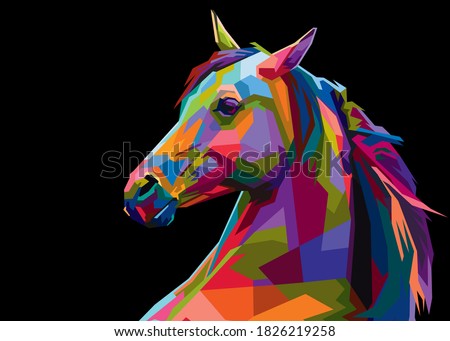 colorful illustration horses in pop art portrait style suitable for posters, banners and others