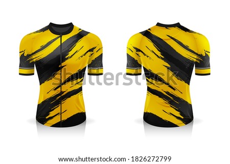 Specification Cycling Jersey template. mock up Sport T Shirt round neck uniform for bicycle apparel . Vector Illustration design , Separate work layers .