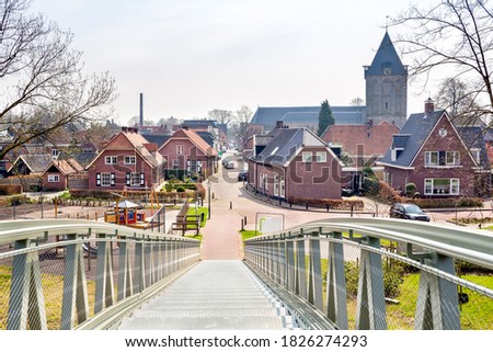 View over the european village of Delden from the metal bridge