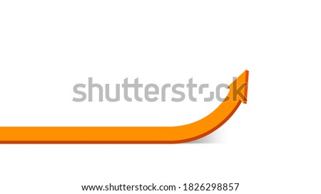 rising arrow orange isolated on white, copy space, business and finance concept, arrow orange pointing up symbol, direction arrow sign, progress growth and success concept, 3D illustration, vector