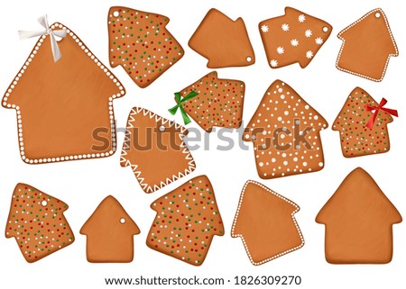 Christmas house cookies. Clip art set on white background
