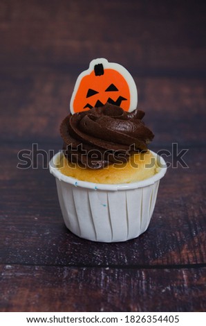 Halloween cupcakes.  Set of festive Halloween . on white background.Happy Halloween party. Monster party cupcake. festival of halloween party