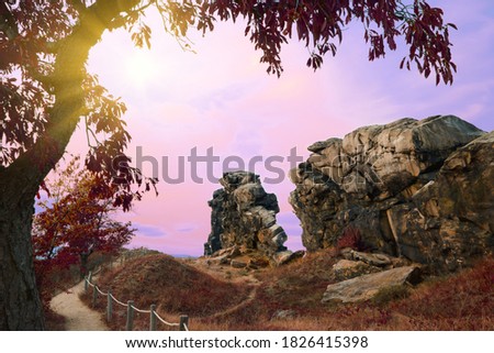 Teufelsmauer, Devil's Wall, rock formation in Saxony-Anhalt, Harz mountains, Germany.
 Royalty-Free Stock Photo #1826415398