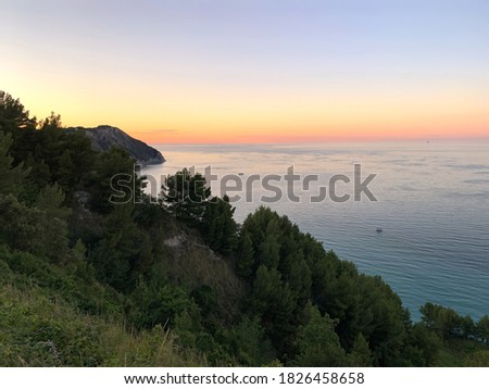 sunset on the coast of Conero, Marche, Italy.