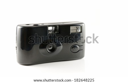 Black disposable camera film isolated on white background
