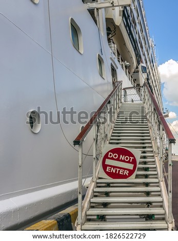 Do not enter sign in a stairs deck cruise ship protected area