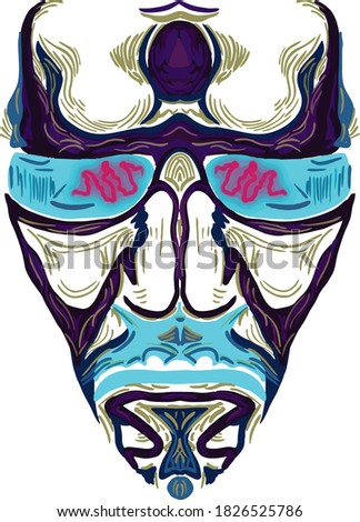 Illustration of abstract creepy tribal mask in vector