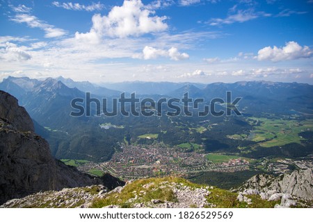 Bavarian Alps, view over the small village Mittenwald