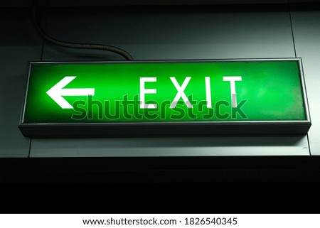 Emergency exit sign in the building 