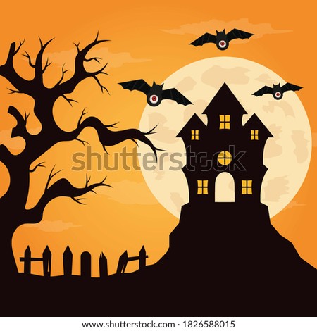 Flat design halloween background. Vector Illustration