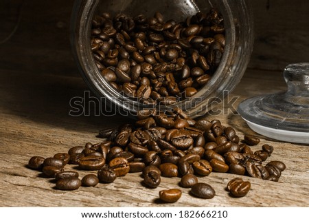 Coffee on wooden background